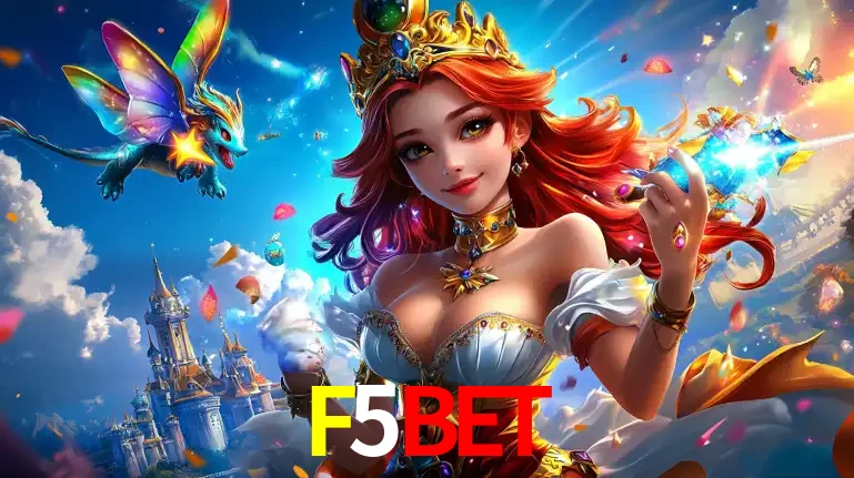 A princesa de um reino de fantasia mágico, com seu pequeno dragão, apresentando um mundo de prêmios encantados nos jogos de caça-níqueis do cassino F5BET.